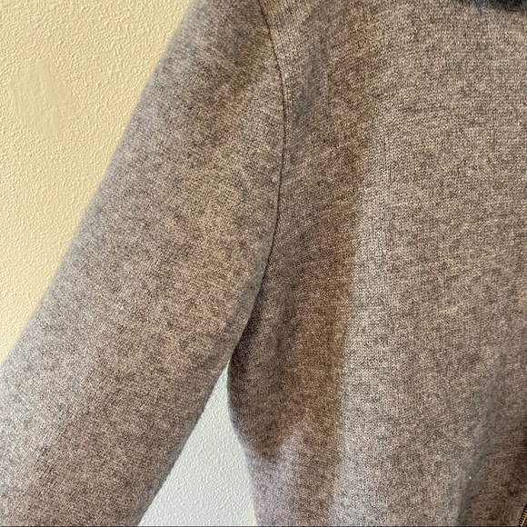 Anthropologie Alpaca Wool Blend Moto Knit Jacket Asymmetric Zip Gray Cream-Large - Picture 5 of 12